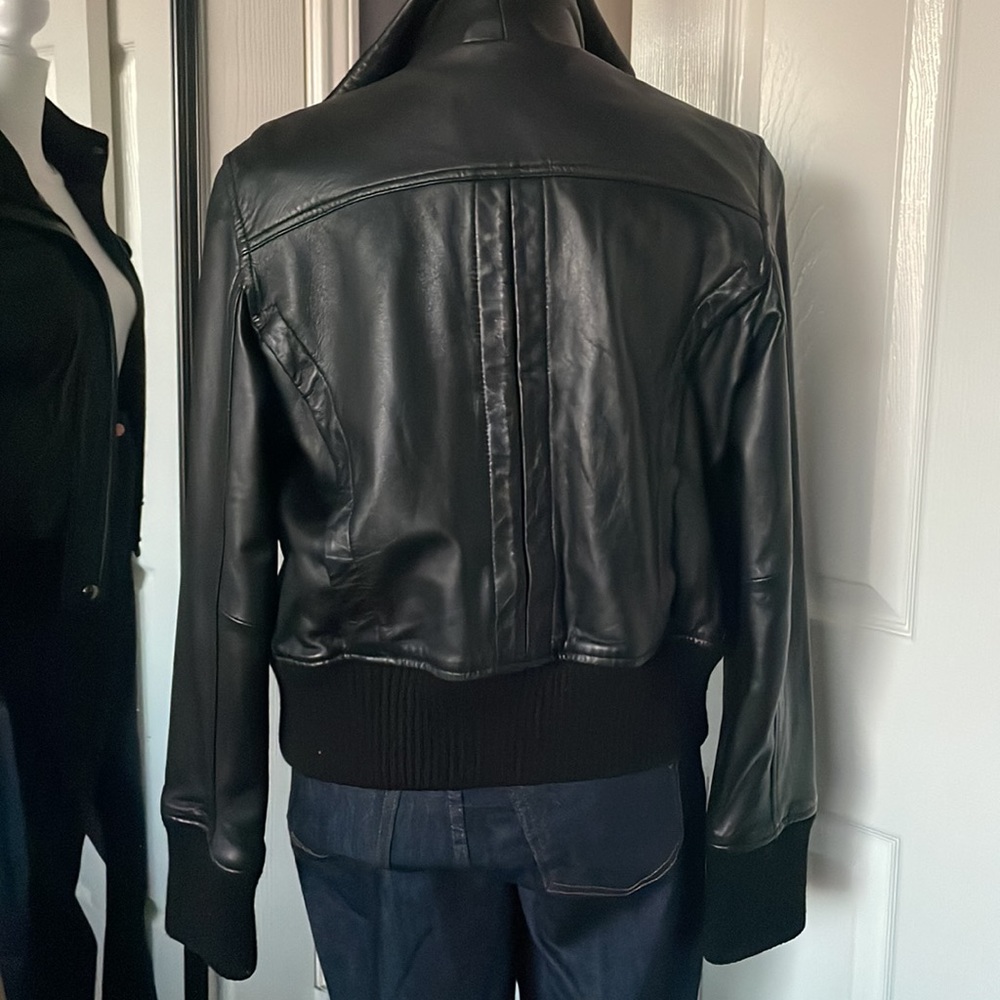 Mango Leather Bomber Jacket - image 7